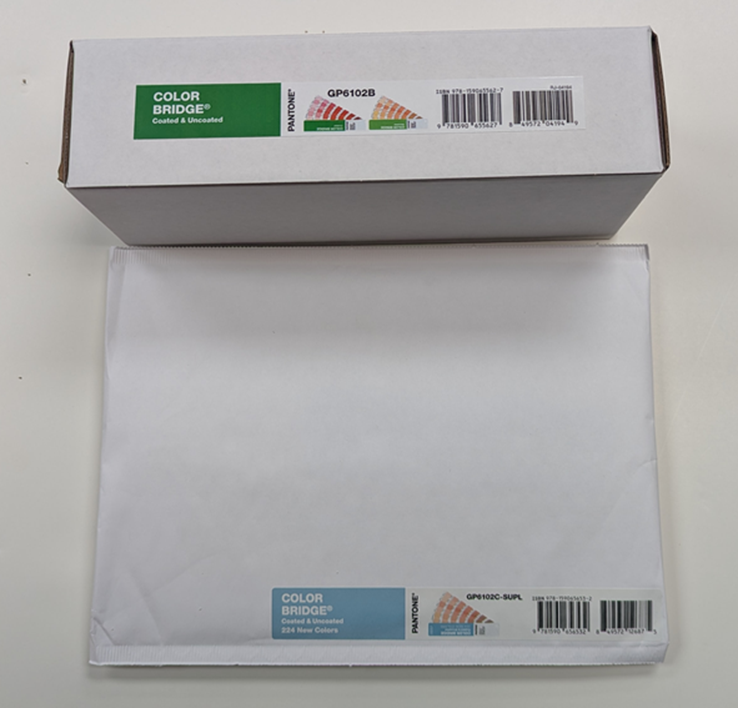 Pantone Color Bridge Set (Coated & Uncoated) 'B' version (GP6102B) plus supplement with 224 new colors GP6102C-SUPL